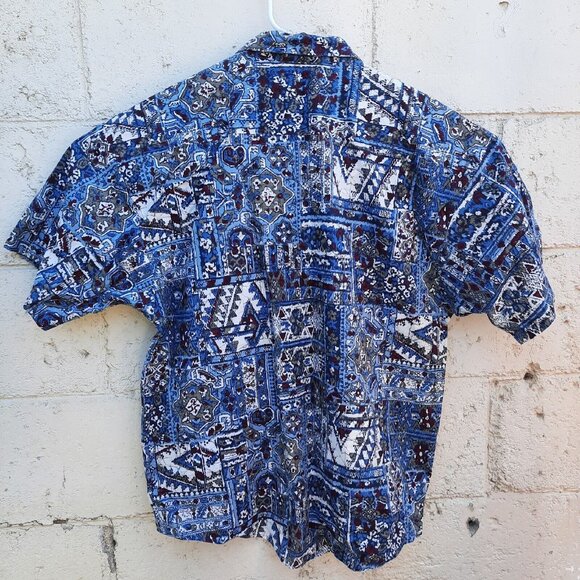 Vintage MAXX FM 90s Men’s Button Up Shirt Abstract Funky Print Size M USA - Picture 2 of 5